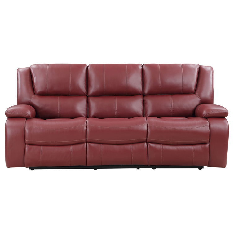 Wayfair red store leather couch